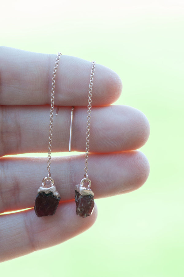 Raw Ruby Threader Earring || July