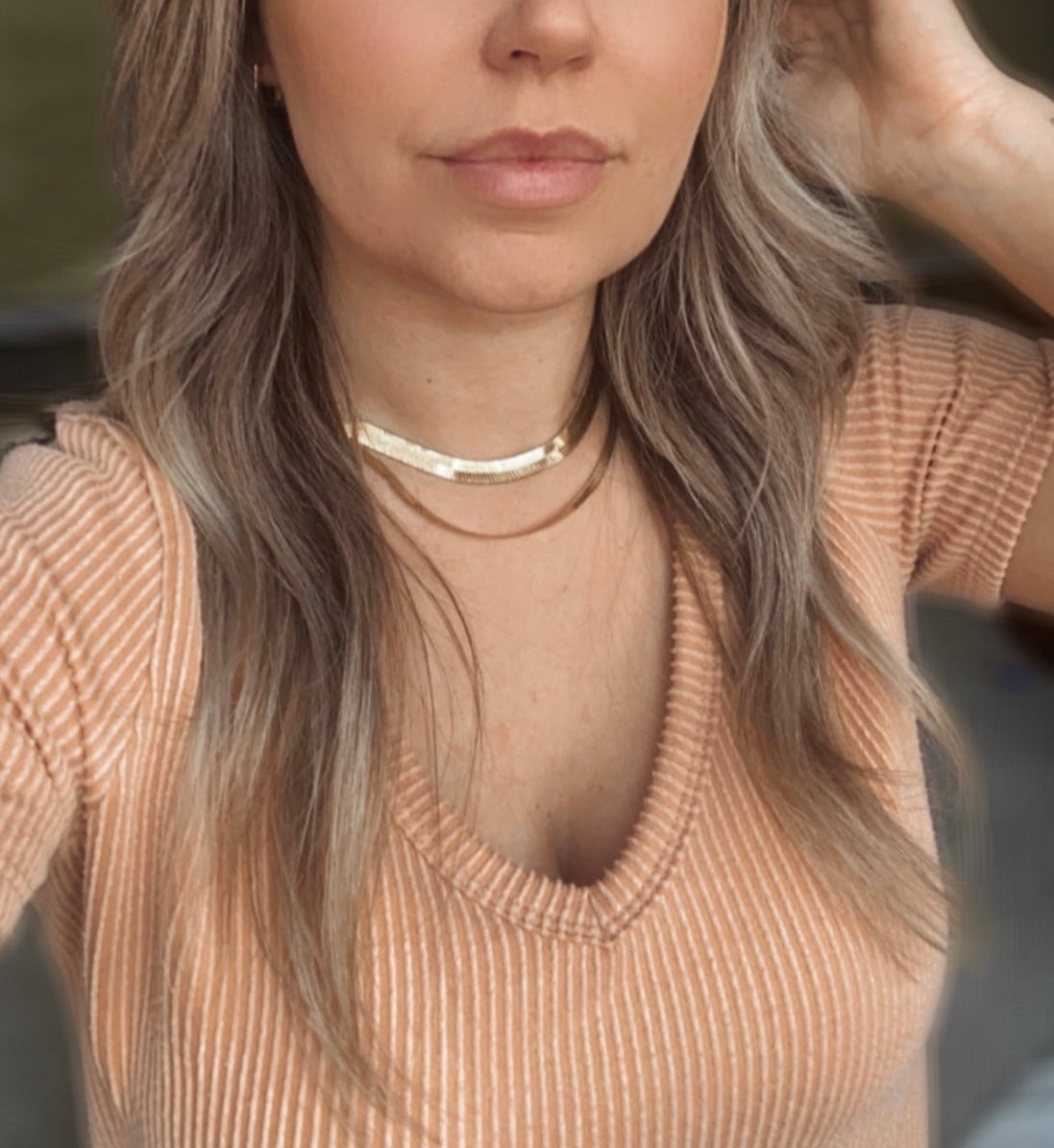 Harper Necklace || Herringbone Snake Chain